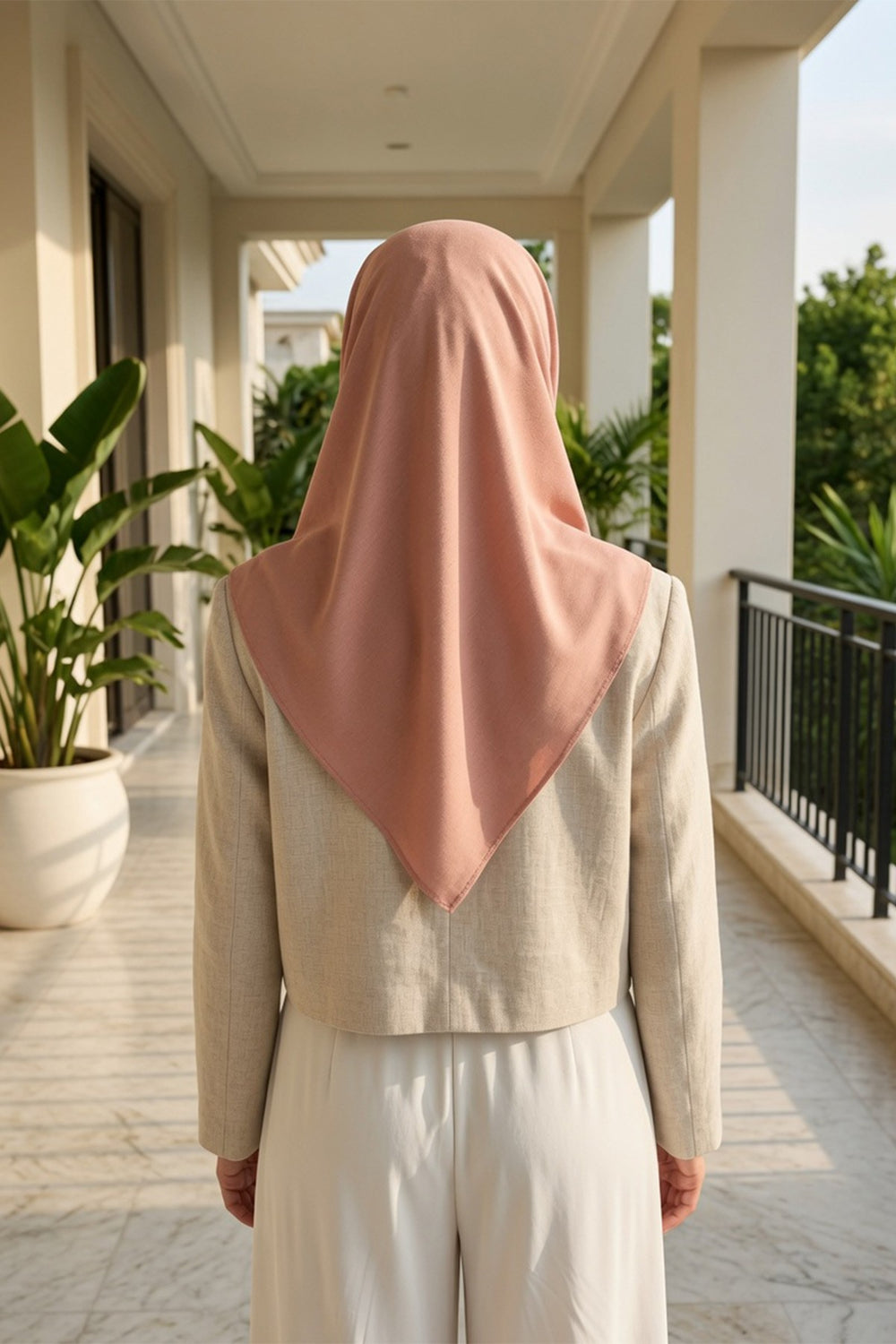 Pre-Styled Draped Jersey Hijab - Non-Slip, Breathable & Comfortable Ready-to-Wear Shawl,CPS-95 Cappucino