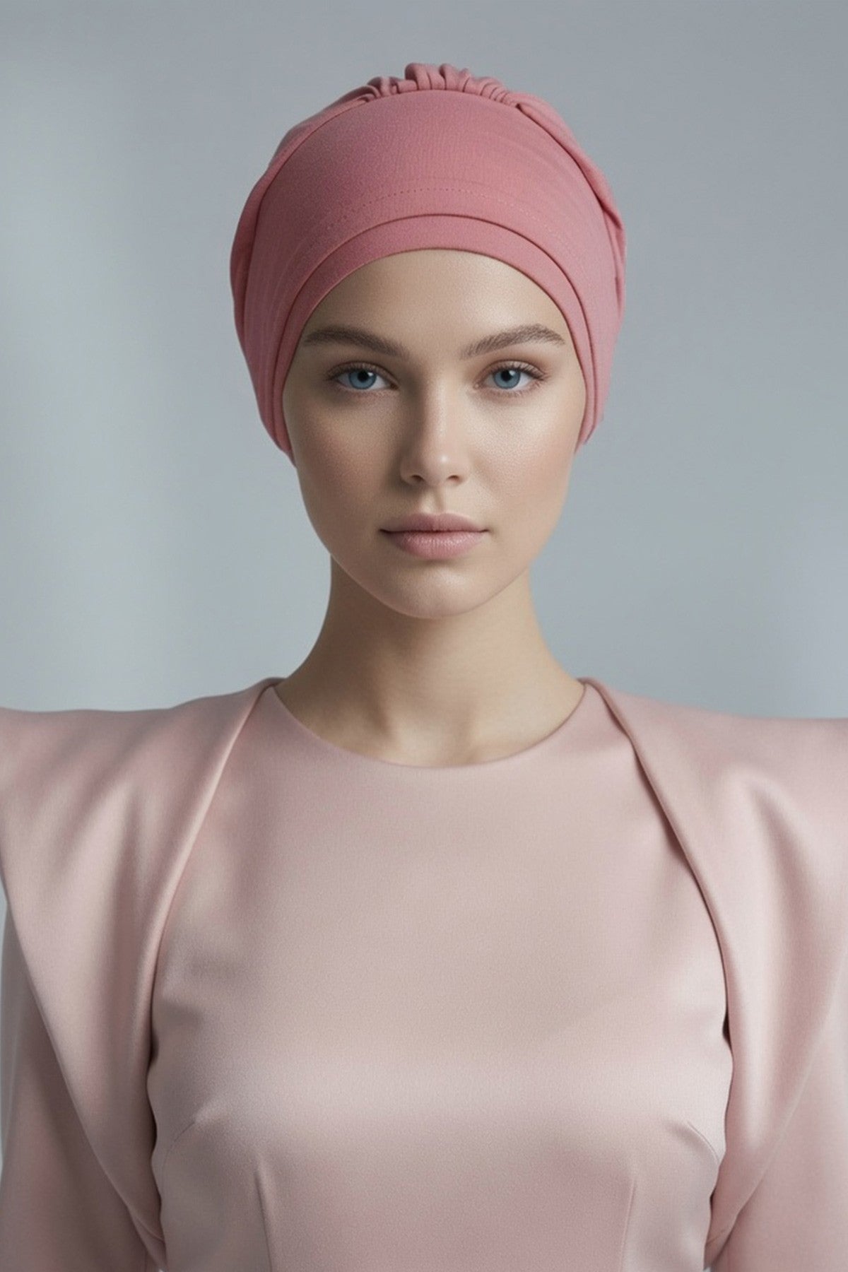 Pre-Tied Aerobin Hijab Cap with Back Rose Detail, Lightweight Instant Turban Bonnet for Women,B-53A
