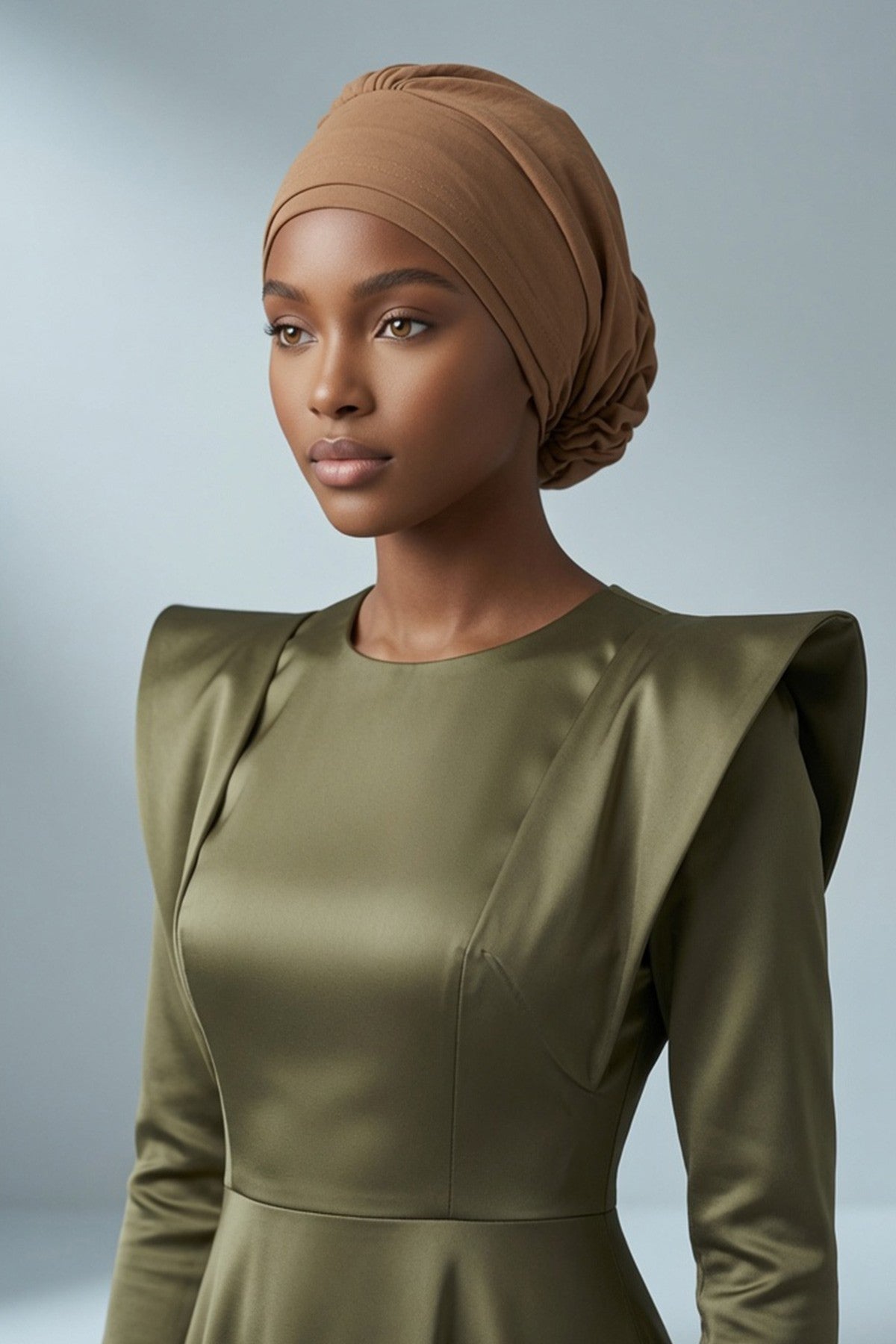 Pre-Tied Aerobin Hijab Cap with Back Rose Detail, Lightweight Instant Turban Bonnet for Women,B-53A