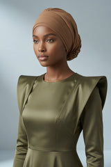Pre-Tied Aerobin Hijab Cap with Back Rose Detail, Lightweight Instant Turban Bonnet for Women,B-53A