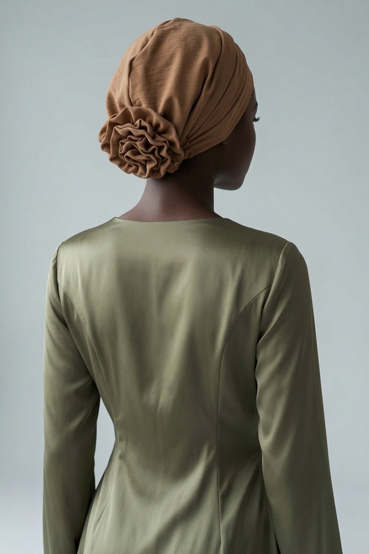 Pre-Tied Aerobin Hijab Cap with Back Rose Detail, Lightweight Instant Turban Bonnet for Women,B-53A
