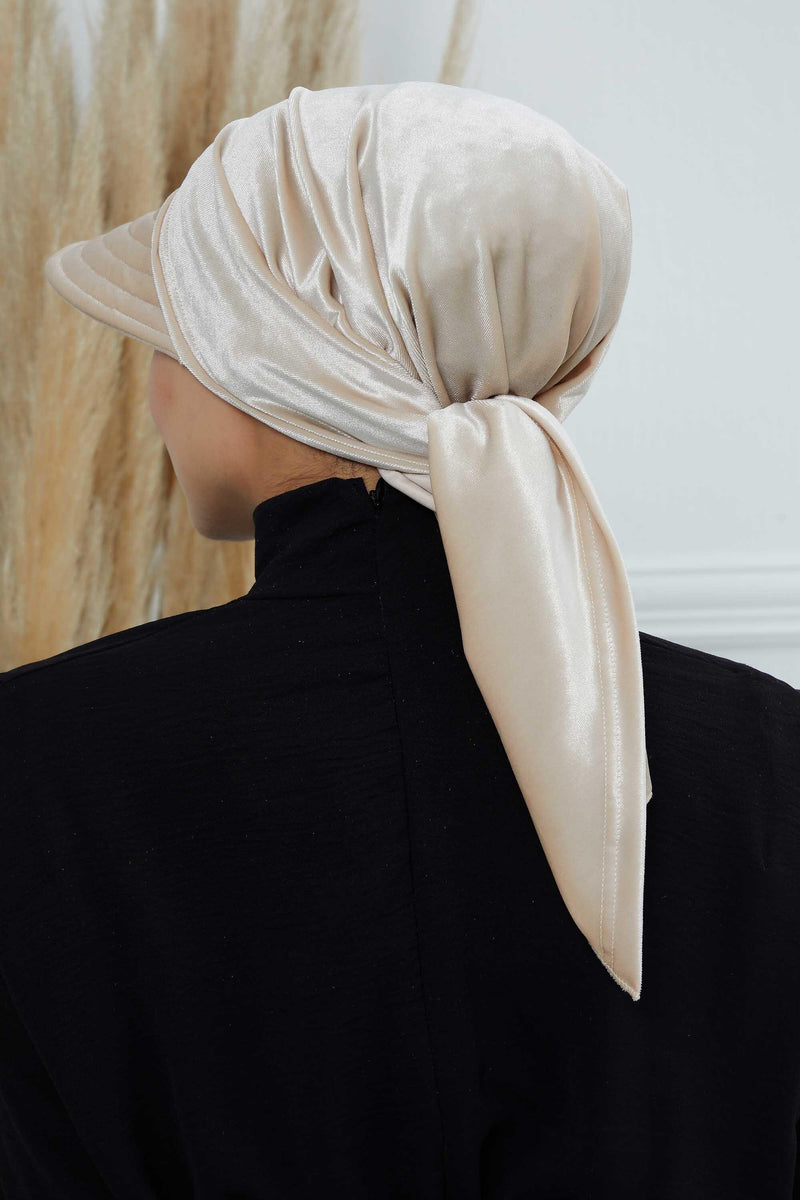 Vorgebundene Instant-Turbanmütze aus Samt für Damen, superweiche Schirmmütze aus Samt für Damen, Sonnenschutzvisier, Chemo-Kopfbedeckung, B-71K