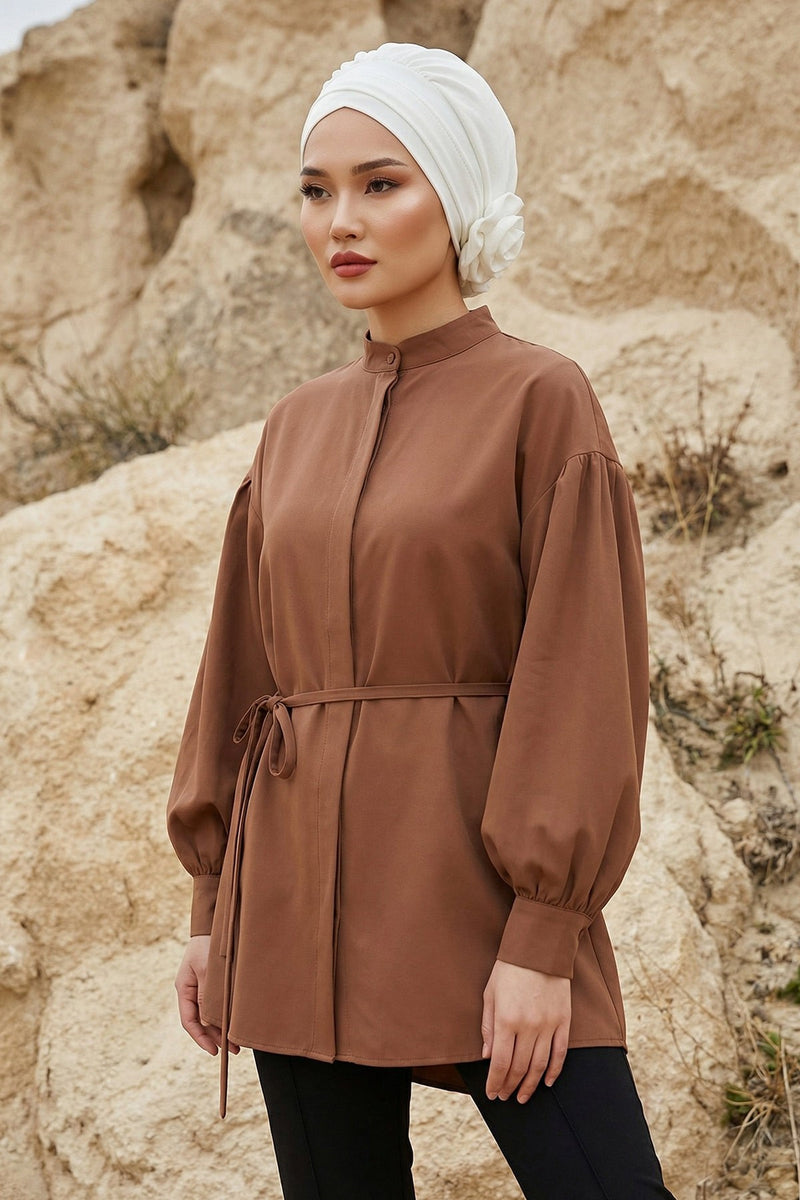 Pre-Tied Modest Turban for Women, Soft Aerobin Fabric Hijab with Stylish Back Flower, Slip-On Cotton Blend Head Cover,HT-92