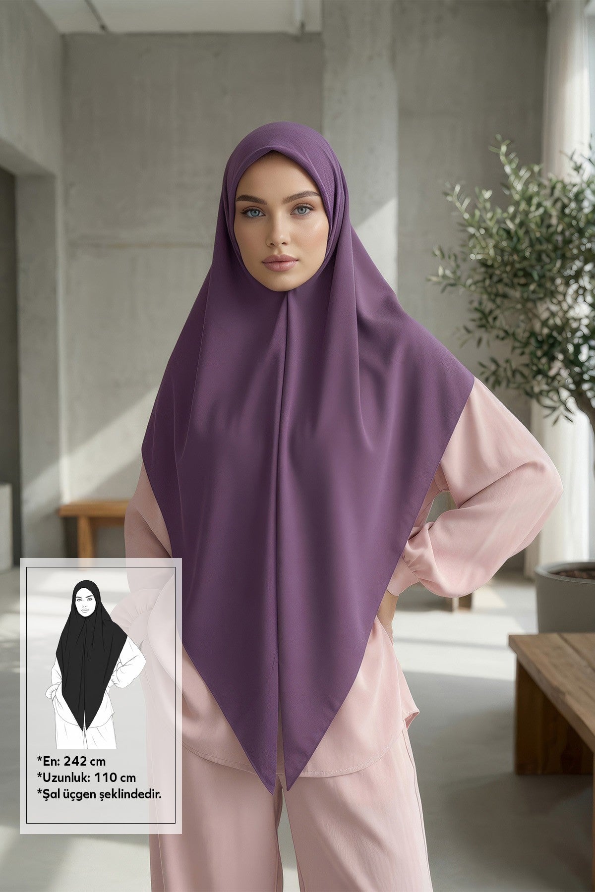 Premium Crepe Hijab Shawl, Soft Non-Slip Ready-to-Wear Modest Scarf,PS-63