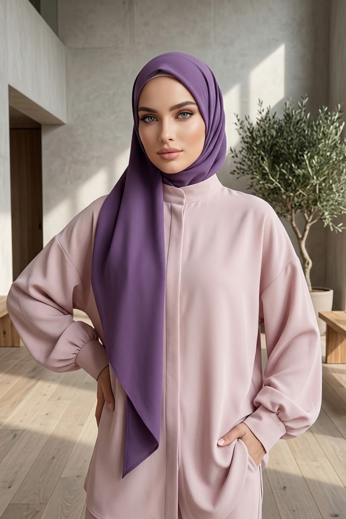 Premium Crepe Hijab Shawl, Soft Non-Slip Ready-to-Wear Modest Scarf,PS-63