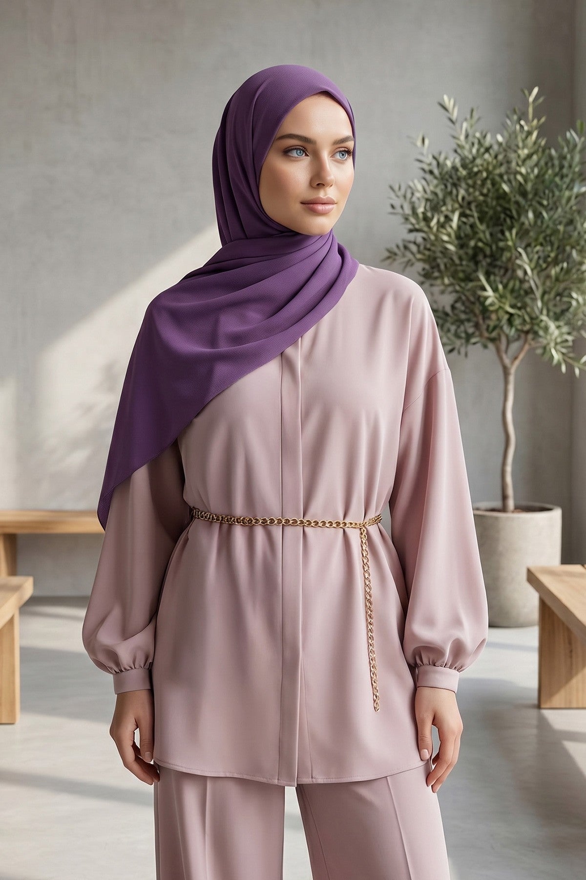 Premium Crepe Hijab Shawl, Soft Non-Slip Ready-to-Wear Modest Scarf,PS-63