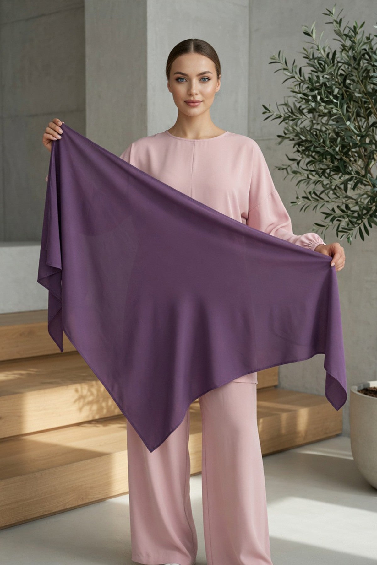 Premium Crepe Hijab Shawl, Soft Non-Slip Ready-to-Wear Modest Scarf,PS-63