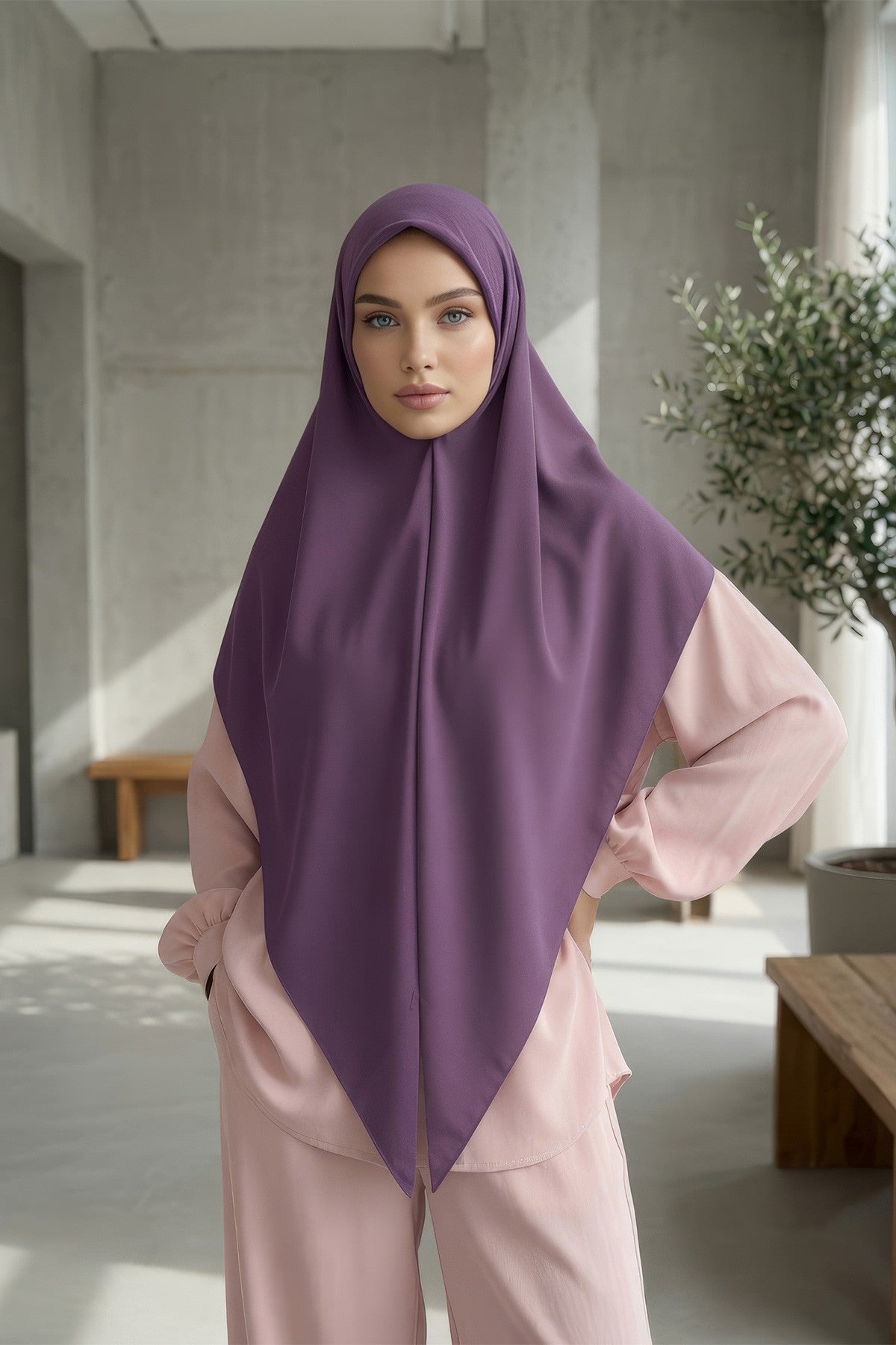Premium Crepe Hijab Shawl, Soft Non-Slip Ready-to-Wear Modest Scarf,PS-63