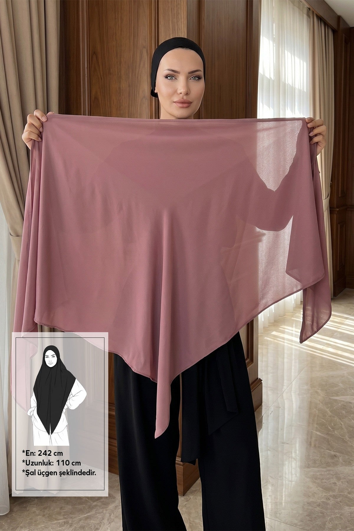 Premium Crepe Hijab Shawl, Soft Non-Slip Ready-to-Wear Modest Scarf,PS-63