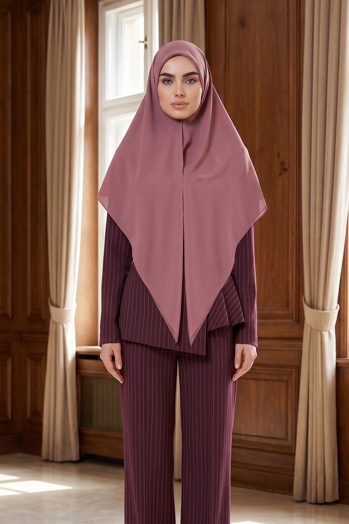 Premium Crepe Hijab Shawl, Soft Non-Slip Ready-to-Wear Modest Scarf,PS-63