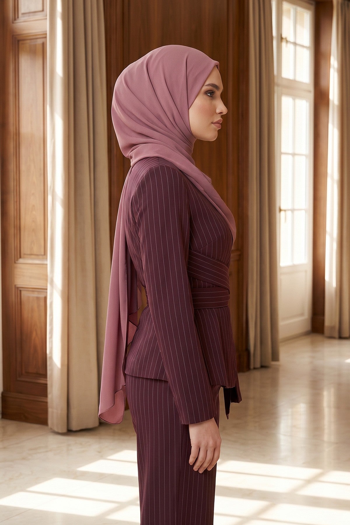 Premium Crepe Hijab Shawl, Soft Non-Slip Ready-to-Wear Modest Scarf,PS-63