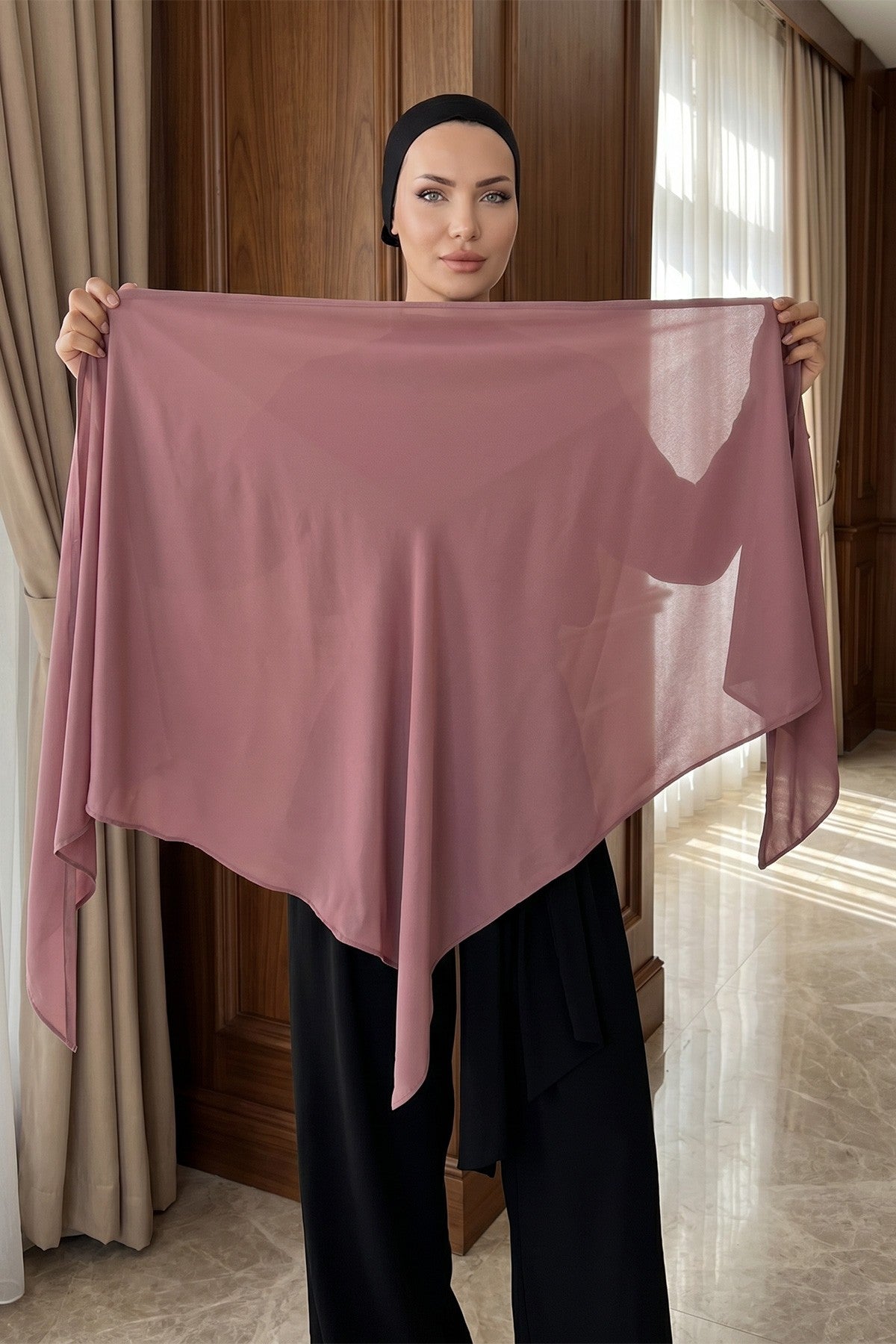 Premium Crepe Hijab Shawl, Soft Non-Slip Ready-to-Wear Modest Scarf,PS-63