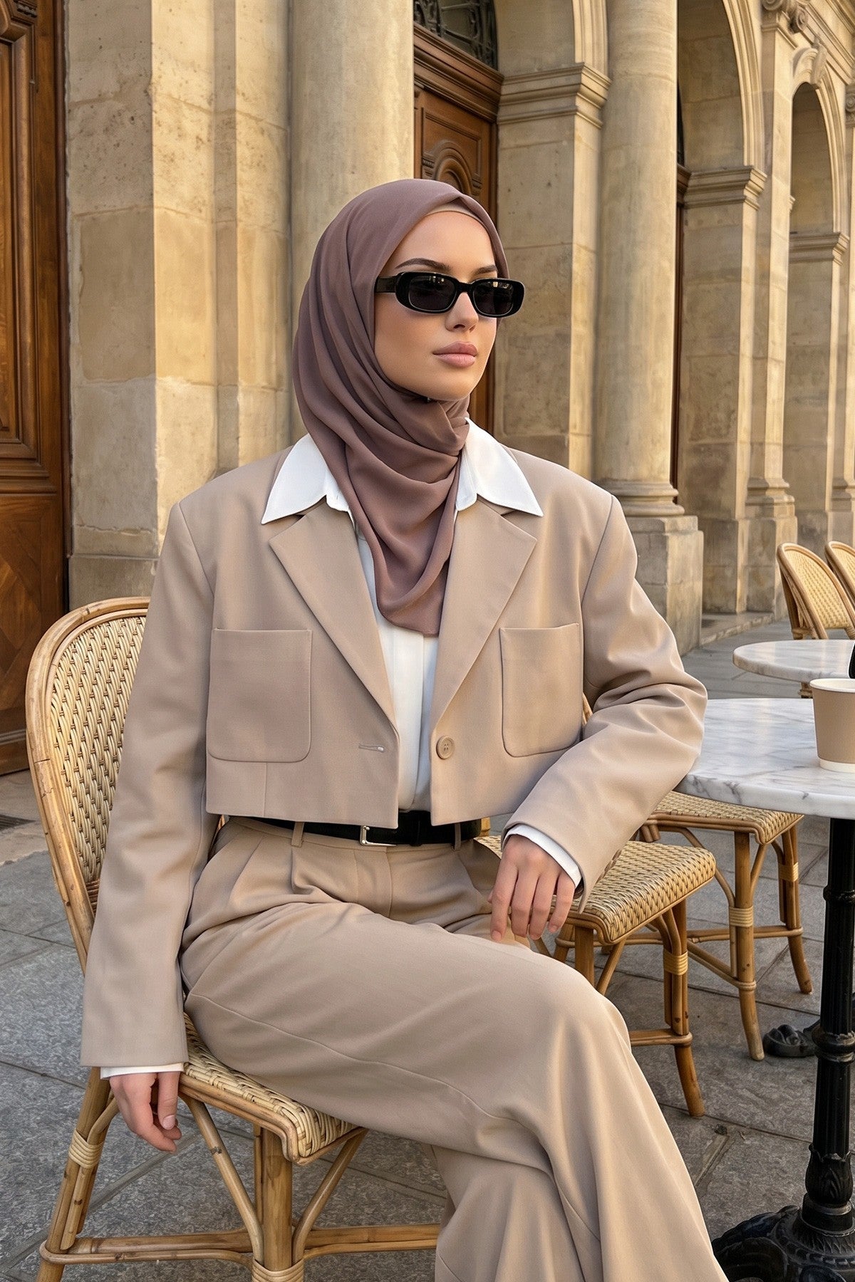 Premium Crepe Hijab Shawl, Soft Non-Slip Ready-to-Wear Modest Scarf,PS-63