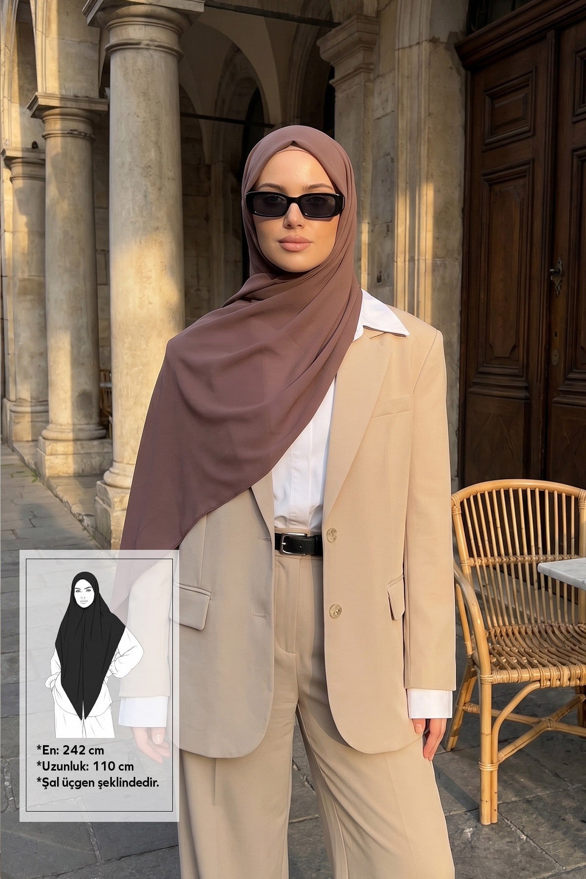 Premium Crepe Hijab Shawl, Soft Non-Slip Ready-to-Wear Modest Scarf,PS-63