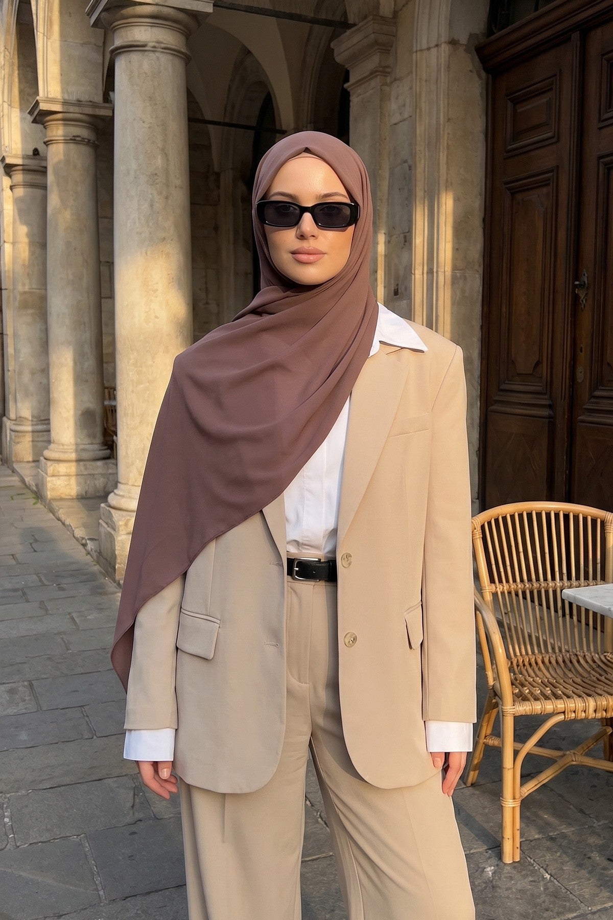 Premium Crepe Hijab Shawl, Soft Non-Slip Ready-to-Wear Modest Scarf,PS-63