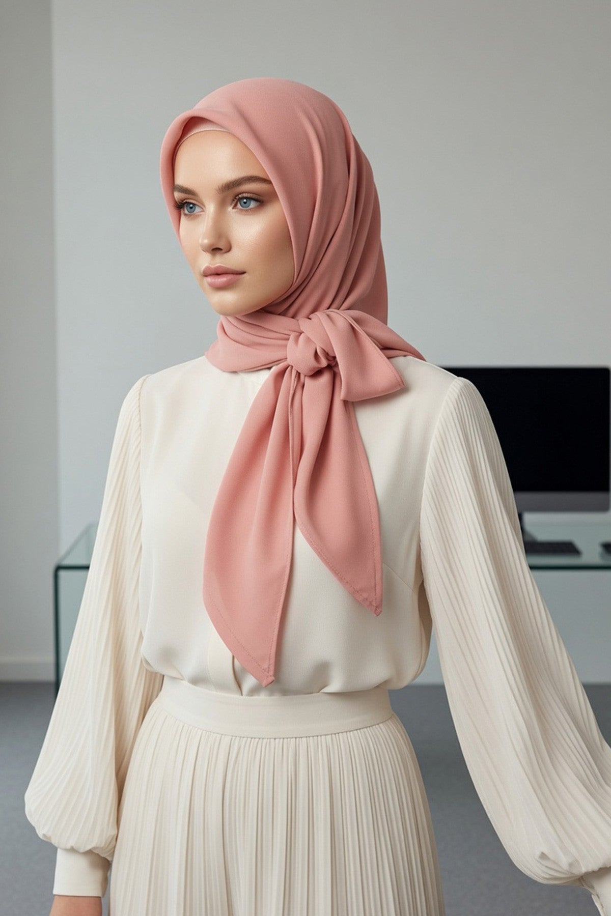 Premium Crepe Hijab Shawl, Soft Non-Slip Ready-to-Wear Modest Scarf,PS-63