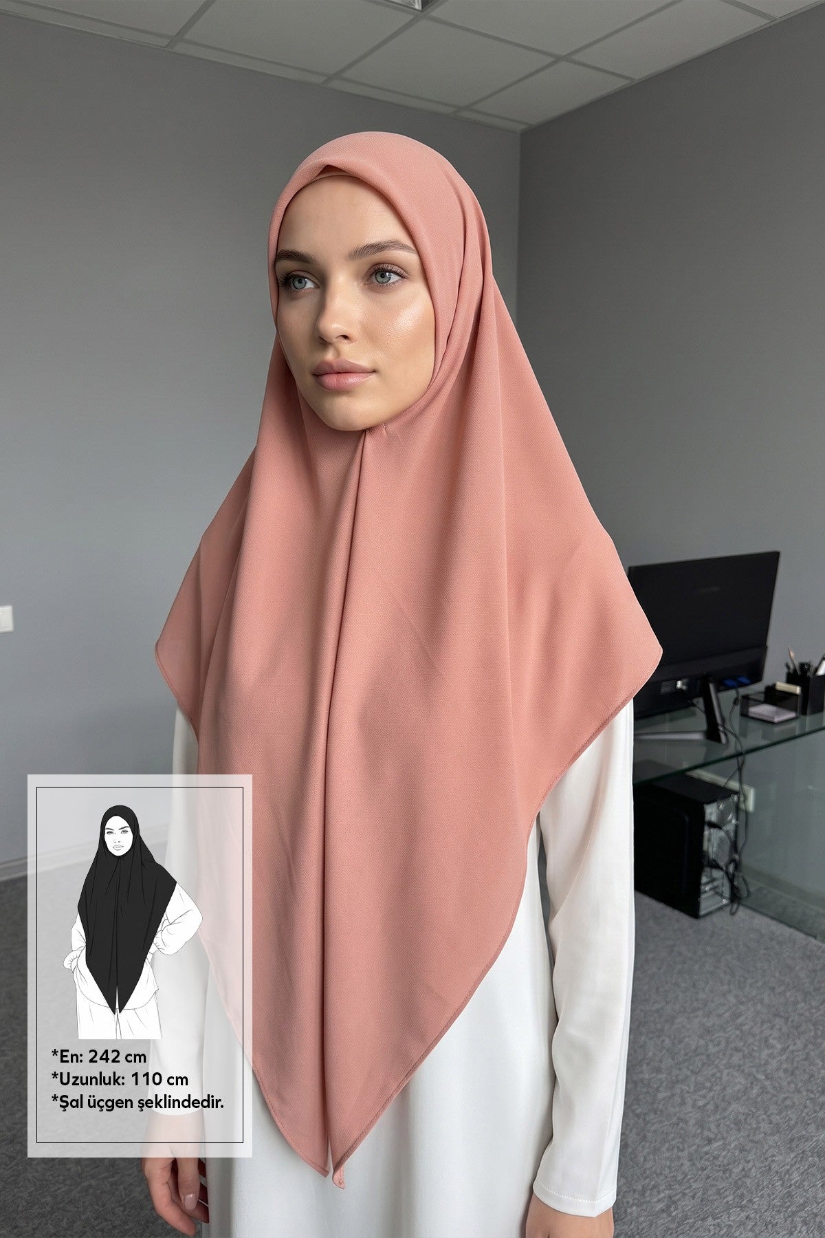 Premium Crepe Hijab Shawl, Soft Non-Slip Ready-to-Wear Modest Scarf,PS-63
