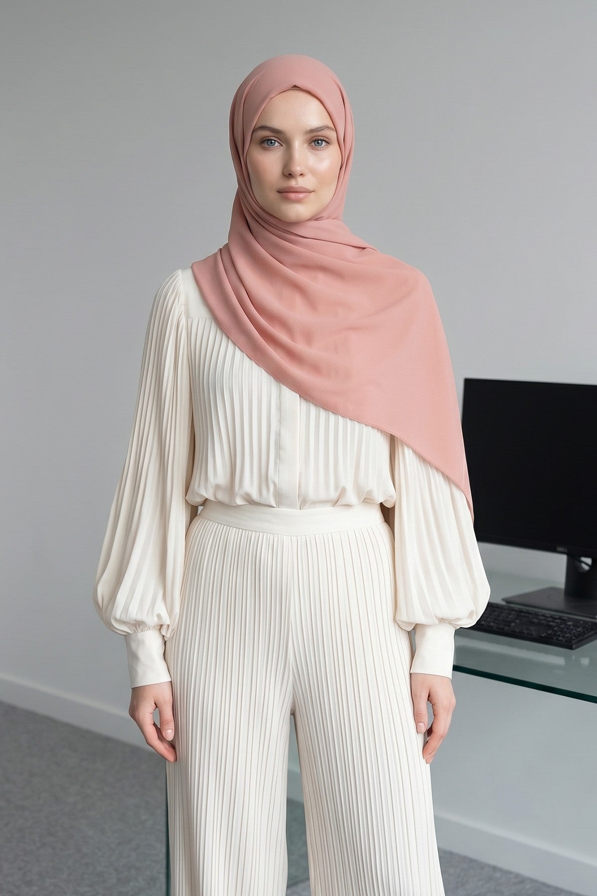 Premium Crepe Hijab Shawl, Soft Non-Slip Ready-to-Wear Modest Scarf,PS-63