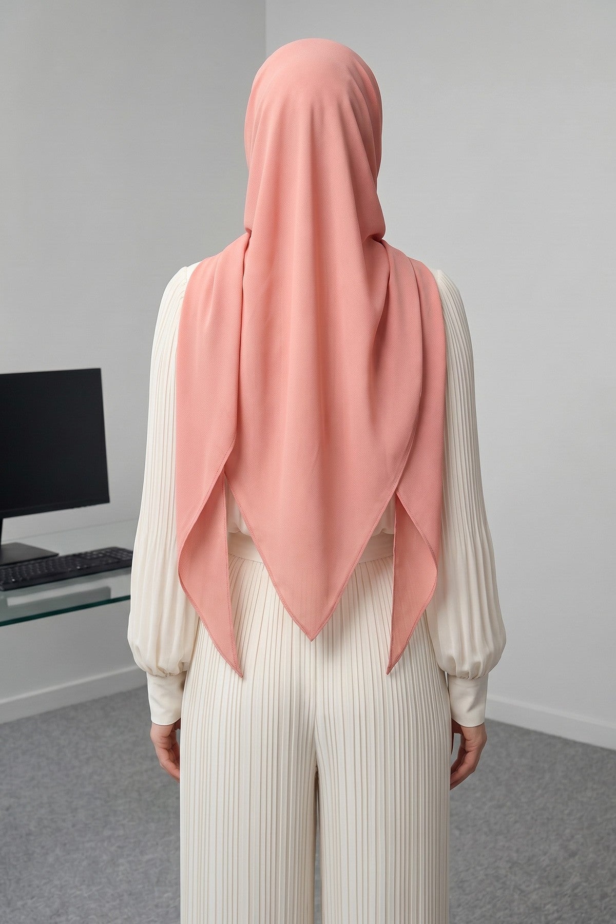 Premium Crepe Hijab Shawl, Soft Non-Slip Ready-to-Wear Modest Scarf,PS-63