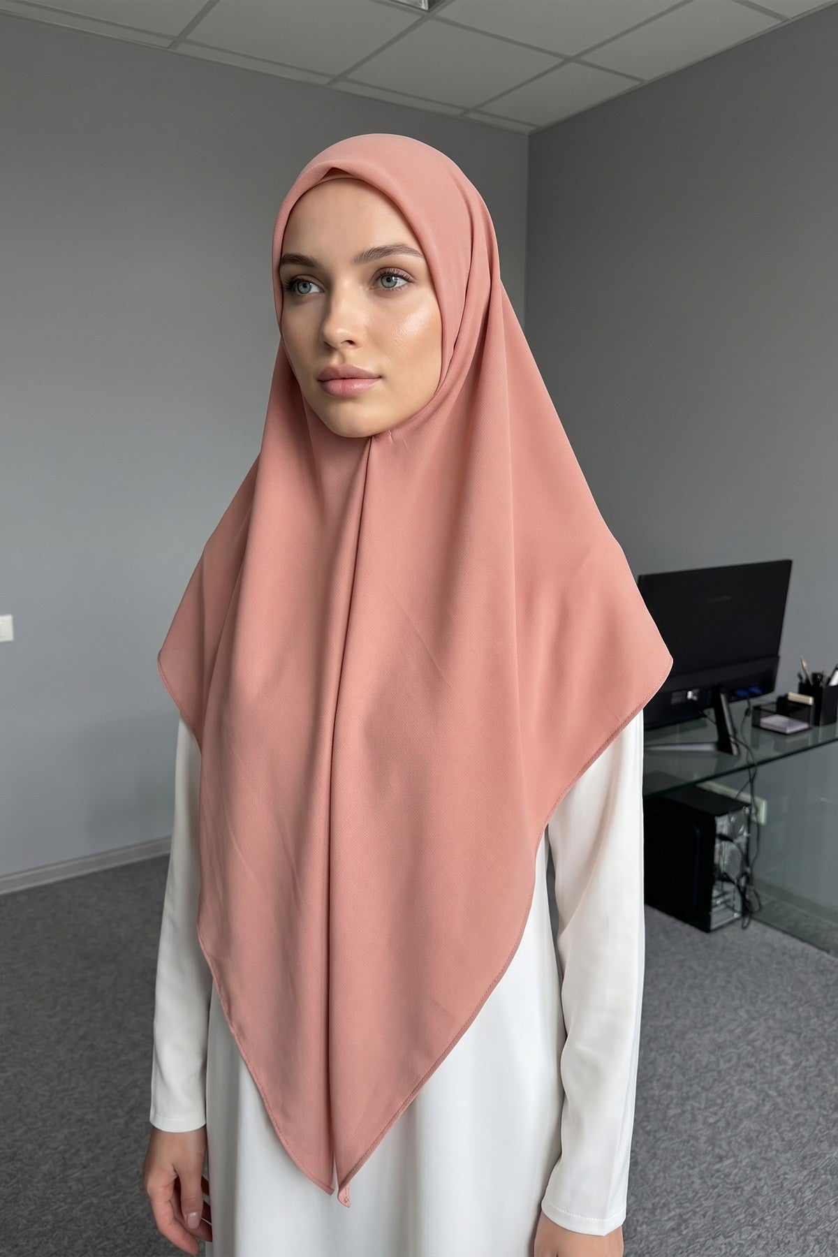 Premium Crepe Hijab Shawl, Soft Non-Slip Ready-to-Wear Modest Scarf,PS-63
