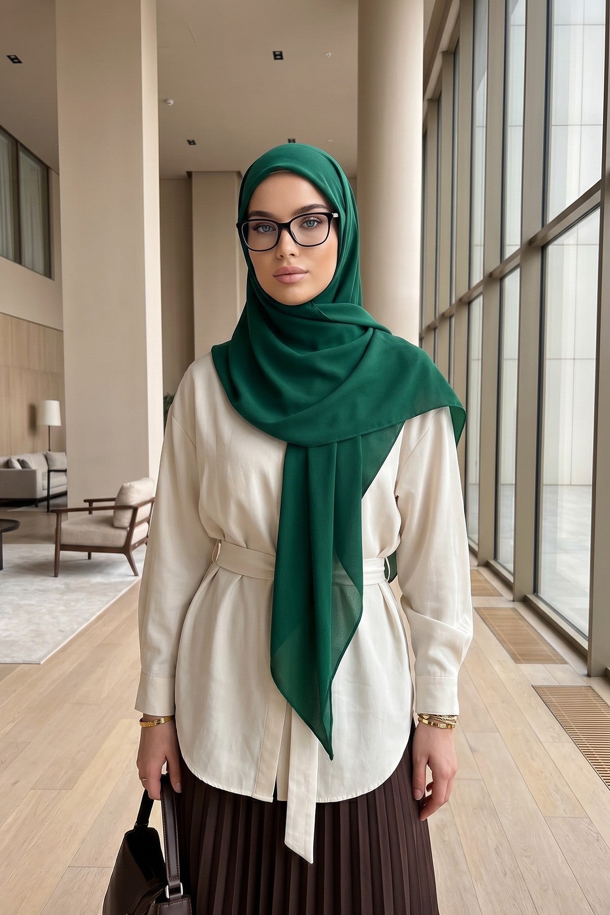 Premium Crepe Hijab Shawl, Soft Non-Slip Ready-to-Wear Modest Scarf,PS-63