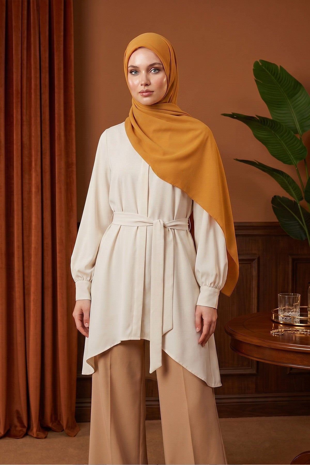 Premium Crepe Hijab Shawl, Soft Non-Slip Ready-to-Wear Modest Scarf,PS-63