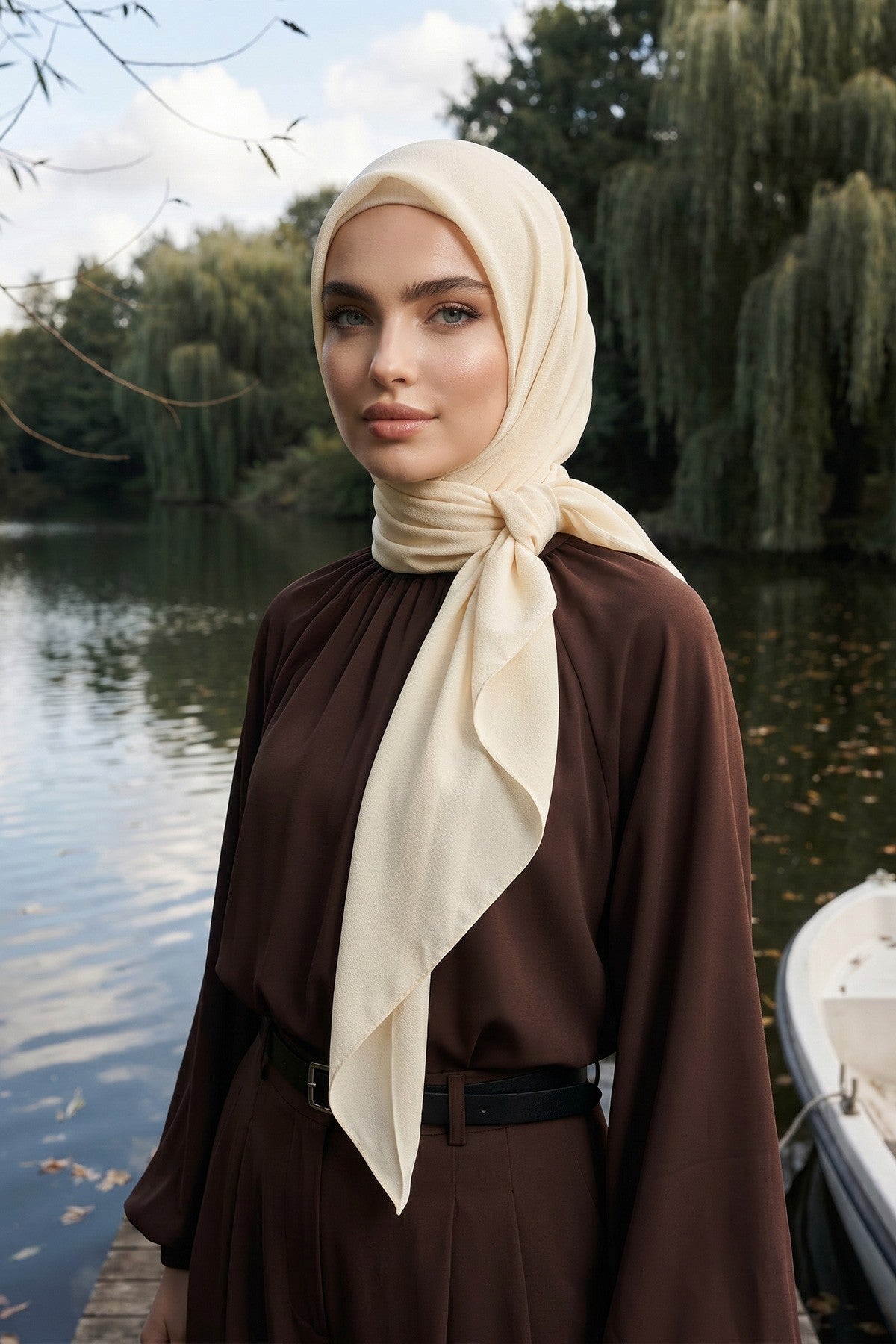 Premium Crepe Hijab Shawl, Soft Non-Slip Ready-to-Wear Modest Scarf,PS-63