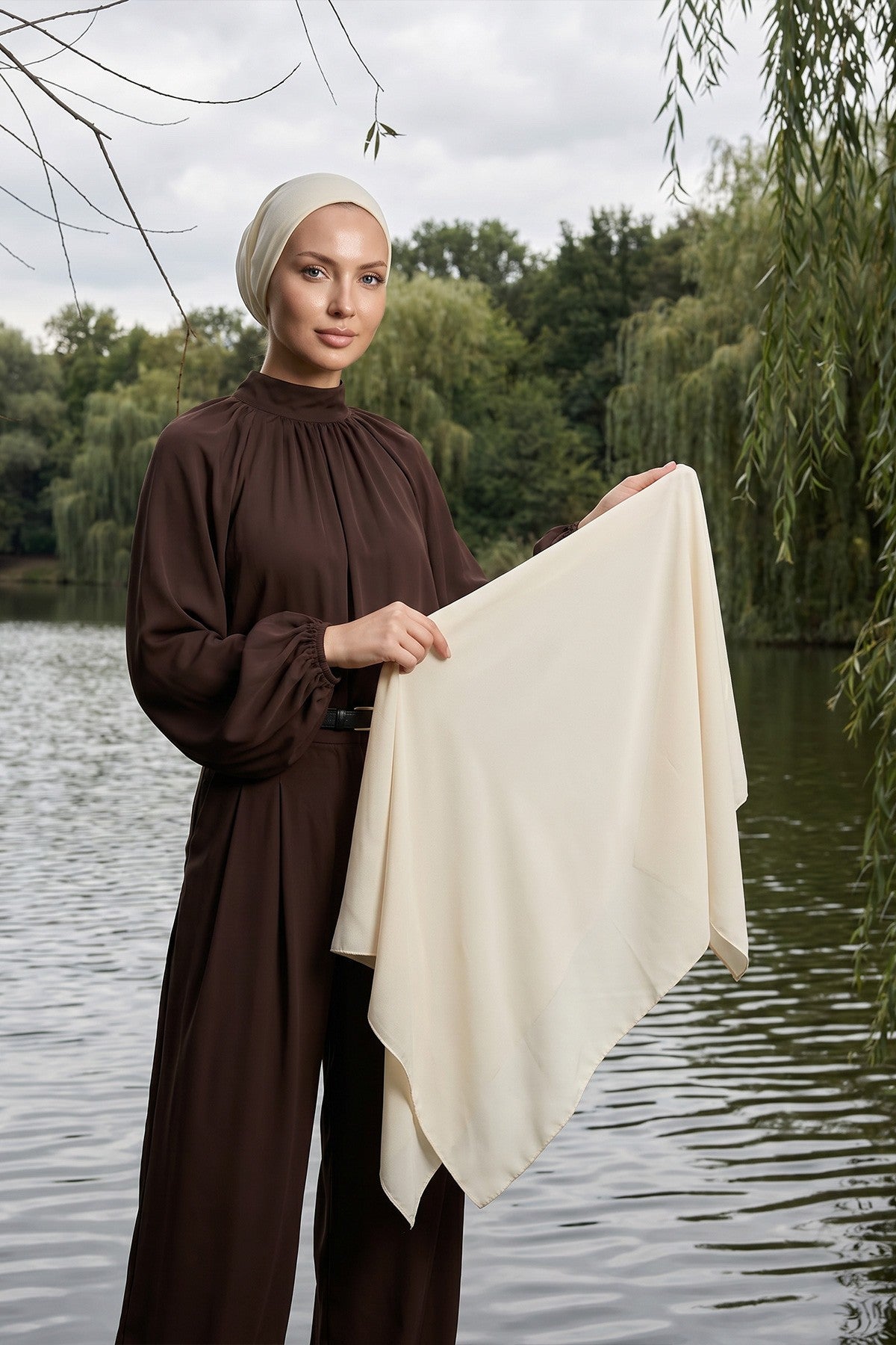Premium Crepe Hijab Shawl, Soft Non-Slip Ready-to-Wear Modest Scarf,PS-63