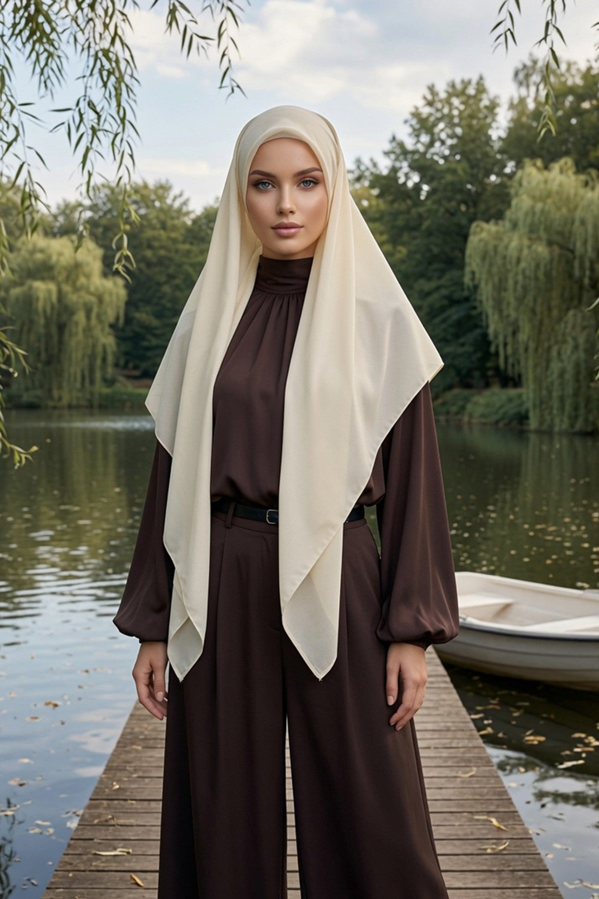 Premium Crepe Hijab Shawl, Soft Non-Slip Ready-to-Wear Modest Scarf,PS-63