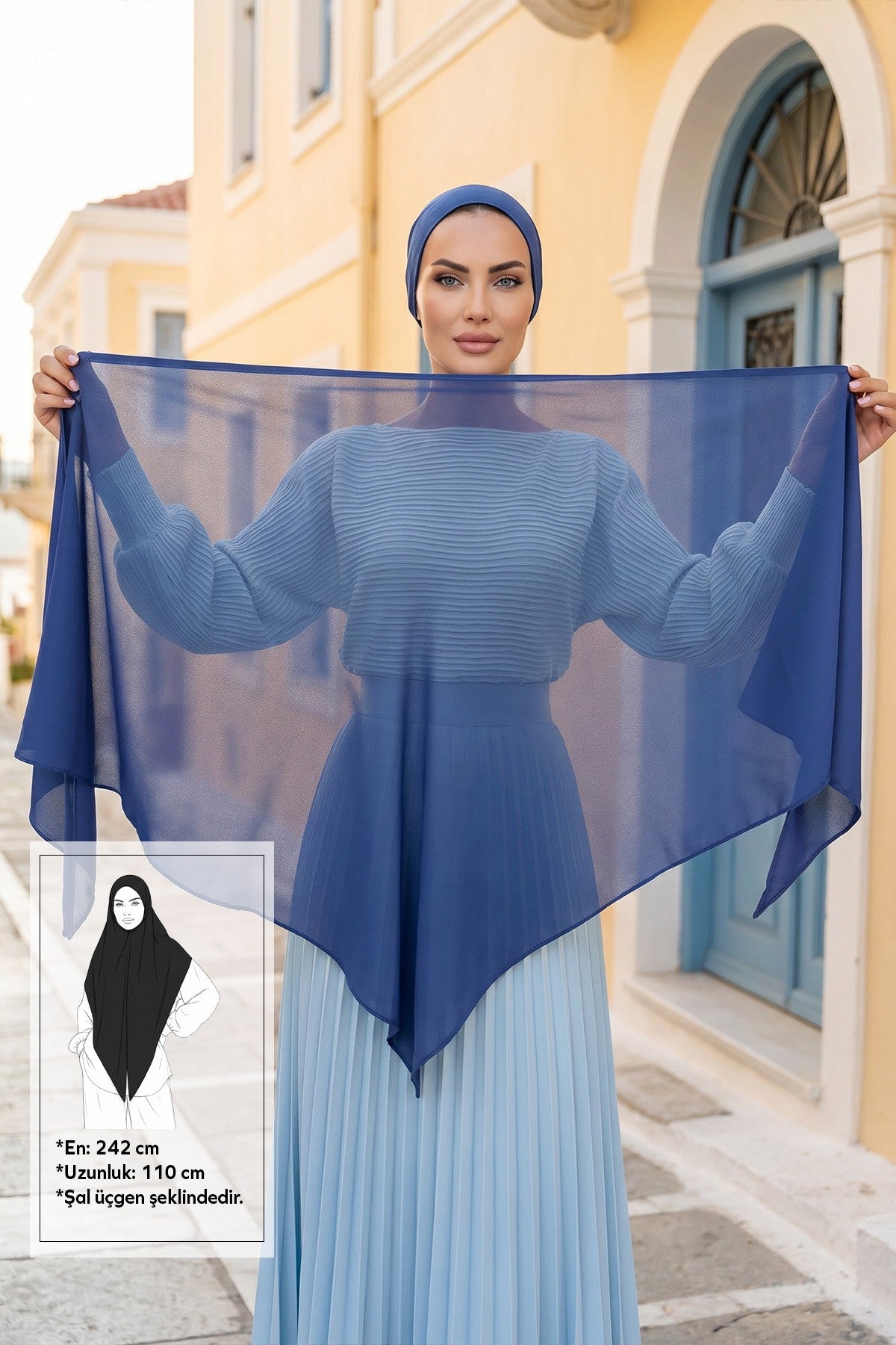 Premium Crepe Hijab Shawl, Soft Non-Slip Ready-to-Wear Modest Scarf,PS-63