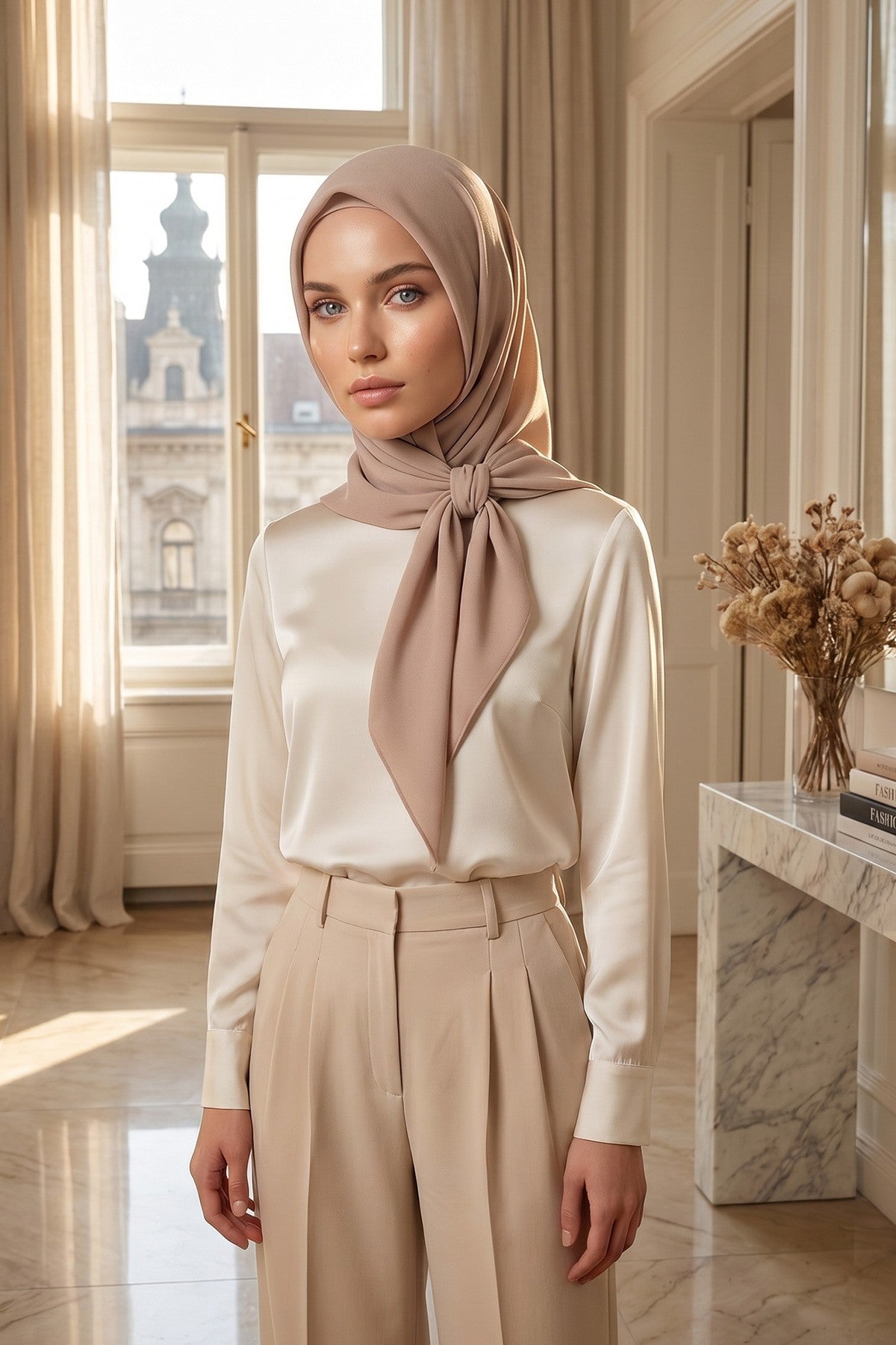 Premium Crepe Hijab Shawl, Soft Non-Slip Ready-to-Wear Modest Scarf,PS-63