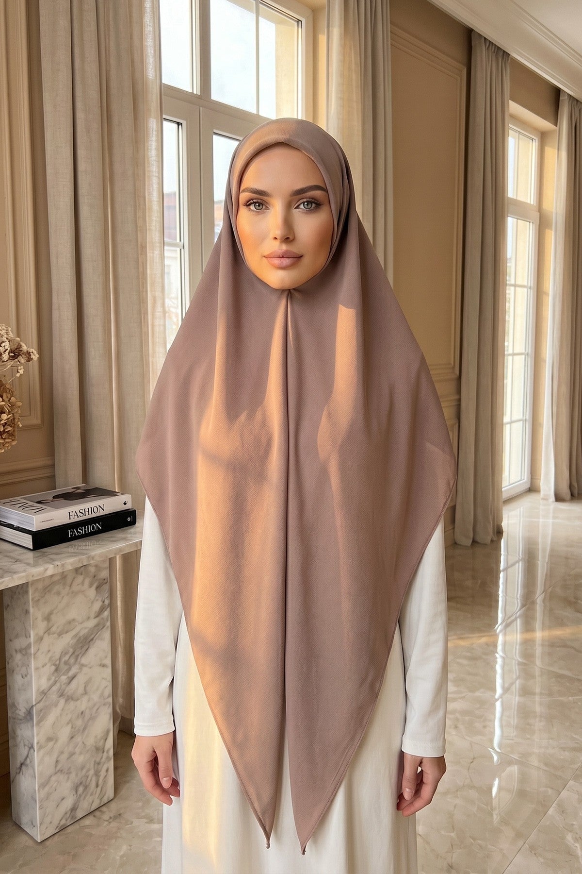 Premium Crepe Hijab Shawl, Soft Non-Slip Ready-to-Wear Modest Scarf,PS-63