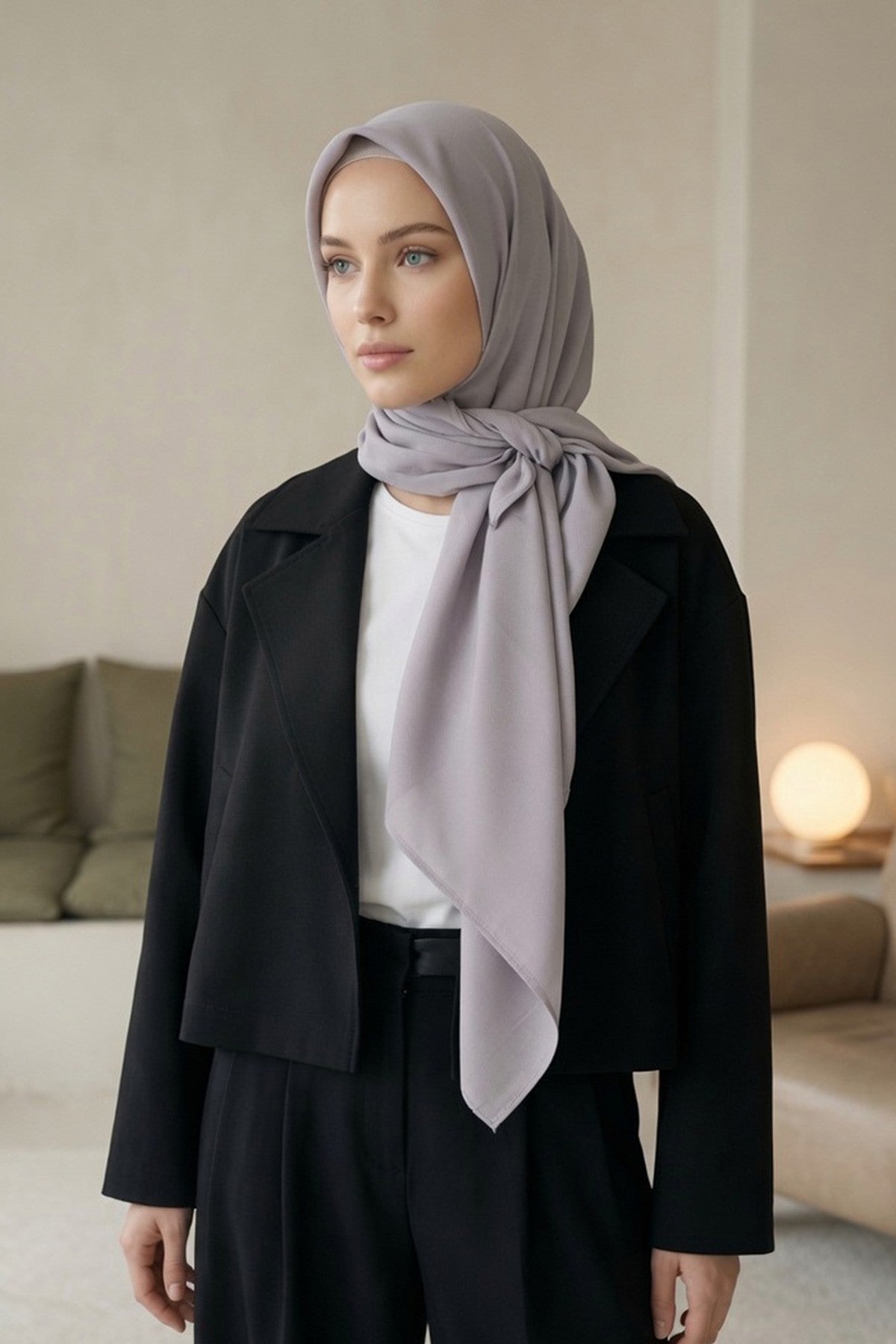 Premium Crepe Hijab Shawl, Soft Non-Slip Ready-to-Wear Modest Scarf,PS-63
