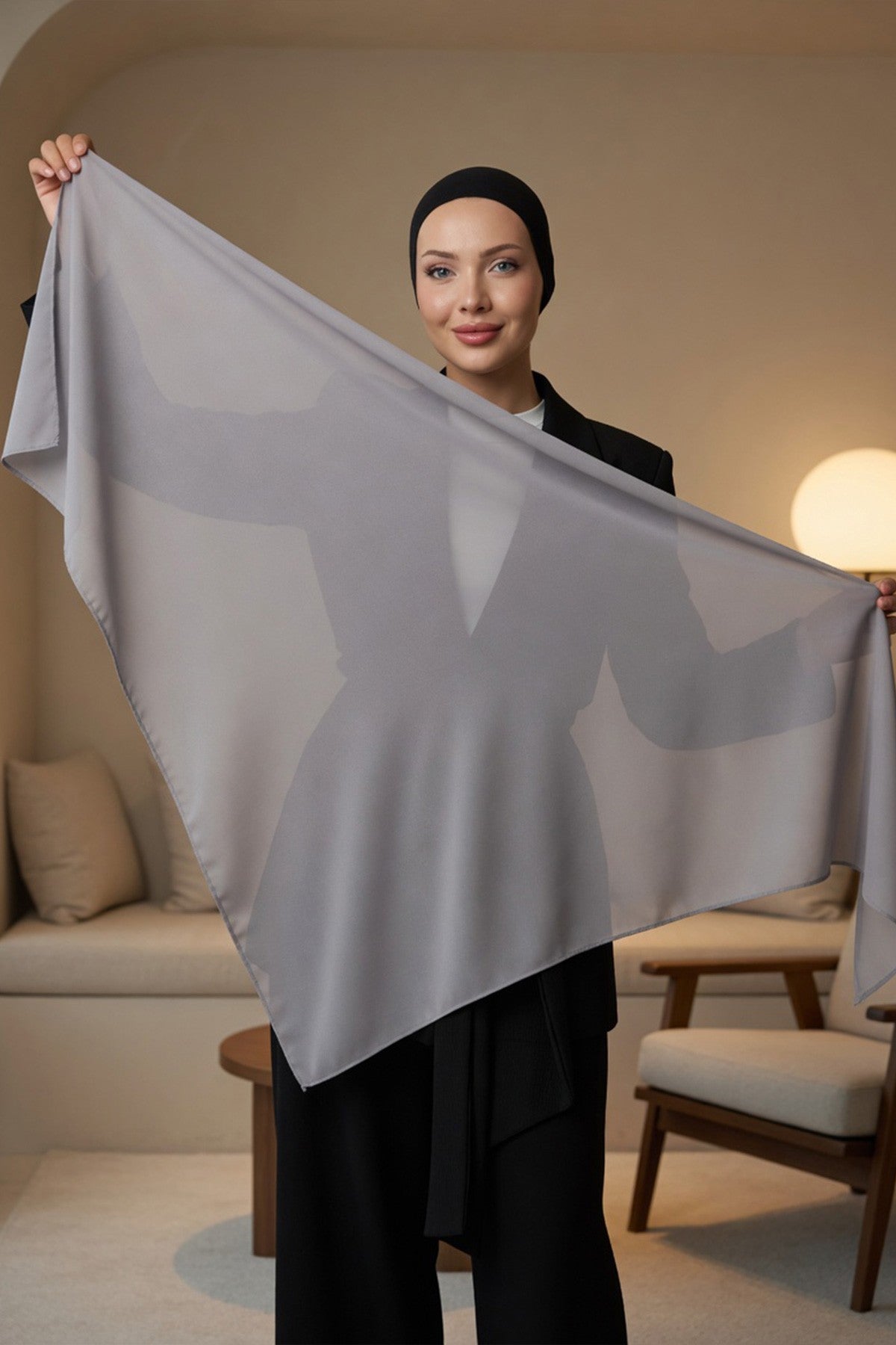 Premium Crepe Hijab Shawl, Soft Non-Slip Ready-to-Wear Modest Scarf,PS-63