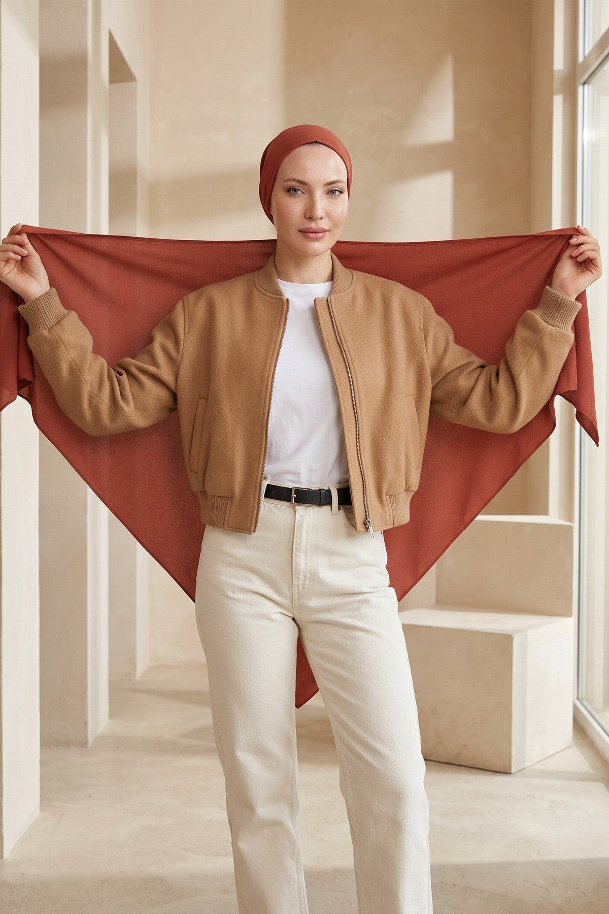 Premium Crepe Hijab Shawl, Soft Non-Slip Ready-to-Wear Modest Scarf,PS-63