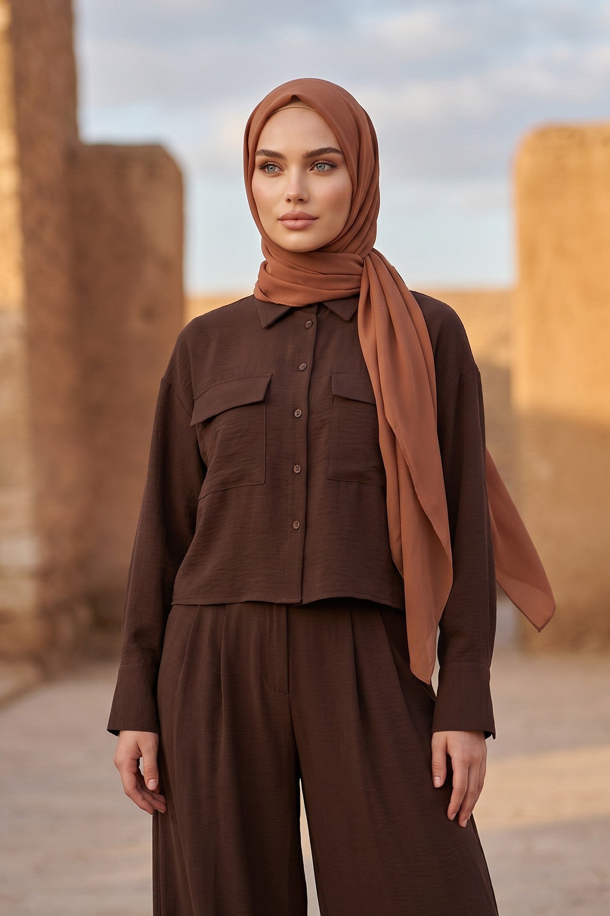 Premium Crepe Hijab Shawl, Soft Non-Slip Ready-to-Wear Modest Scarf,PS-63