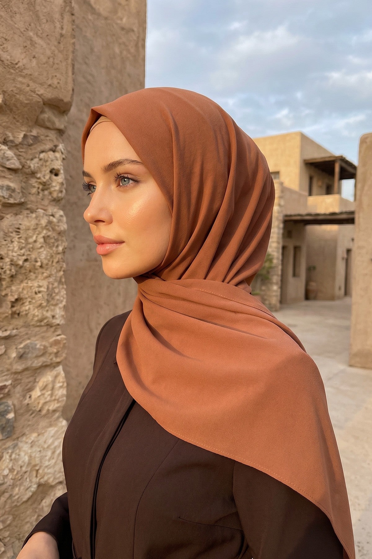 Premium Crepe Hijab Shawl, Soft Non-Slip Ready-to-Wear Modest Scarf,PS-63