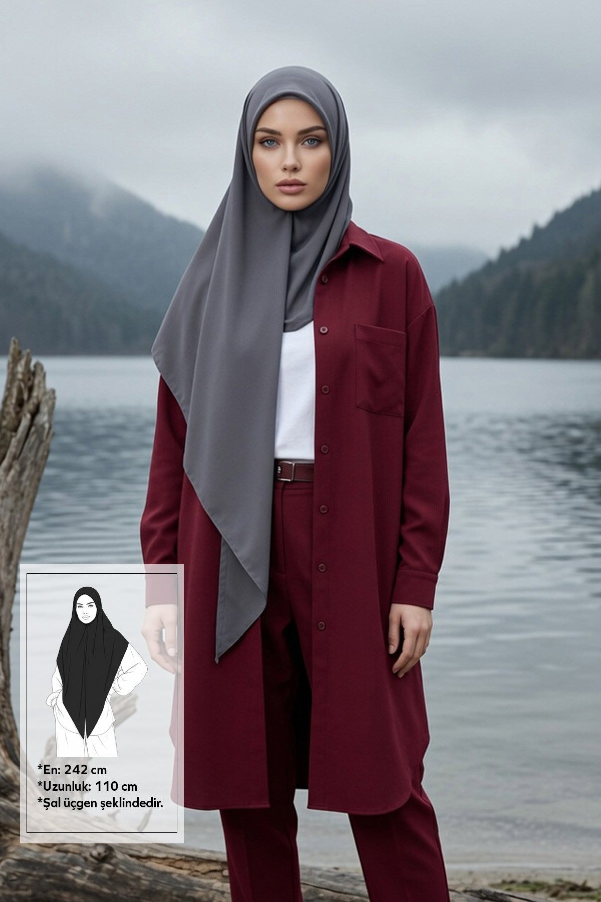 Premium Crepe Hijab Shawl, Soft Non-Slip Ready-to-Wear Modest Scarf,PS-63
