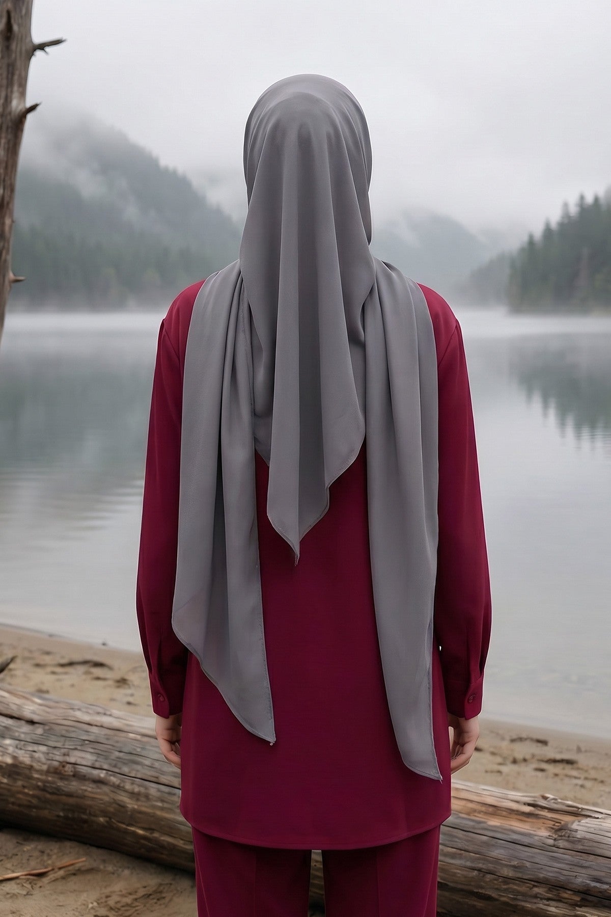 Premium Crepe Hijab Shawl, Soft Non-Slip Ready-to-Wear Modest Scarf,PS-63