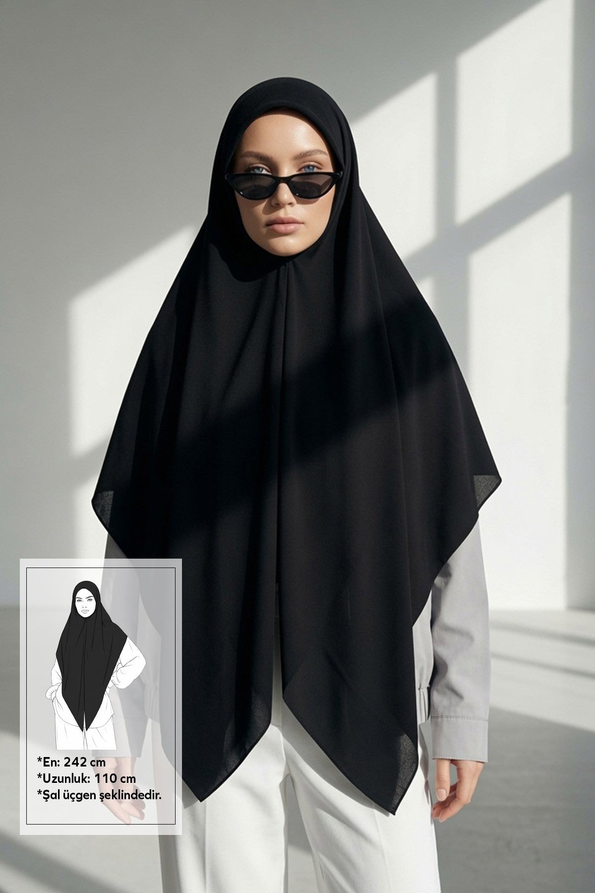 Premium Crepe Hijab Shawl, Soft Non-Slip Ready-to-Wear Modest Scarf,PS-63