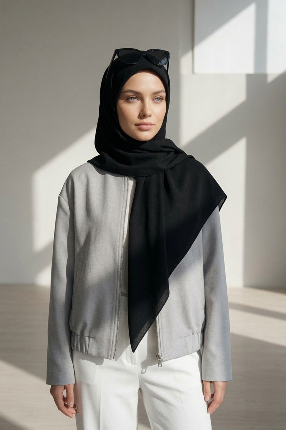 Premium Crepe Hijab Shawl, Soft Non-Slip Ready-to-Wear Modest Scarf,PS-63