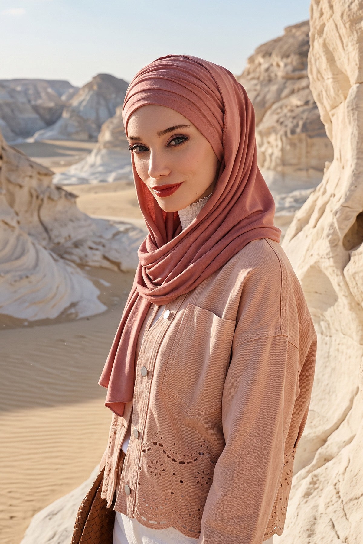Premium Jersey Shawl Hijab for Women, Easy to Wear Cotton Headscarf, Lightweight and Breathable Instant Jersey Shawl, Mother's Day Gift,BT-1 Cappucino