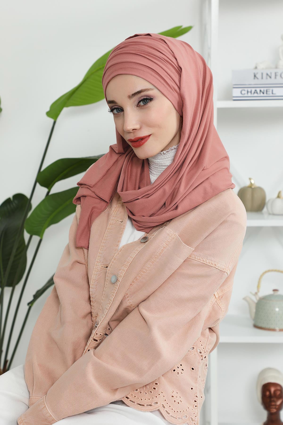 Premium Jersey Shawl Hijab for Women, Easy to Wear Cotton Headscarf, Lightweight and Breathable Instant Jersey Shawl, Mother's Day Gift,BT-1