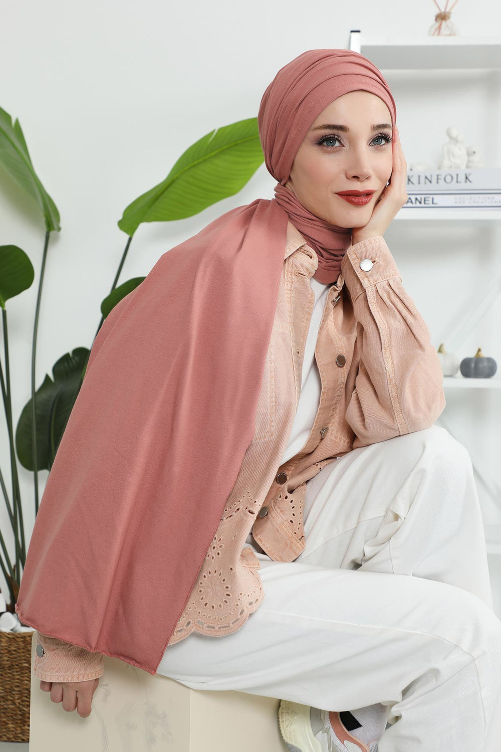 Premium Jersey Shawl Hijab for Women, Easy to Wear Cotton Headscarf, Lightweight and Breathable Instant Jersey Shawl, Mother's Day Gift,BT-1