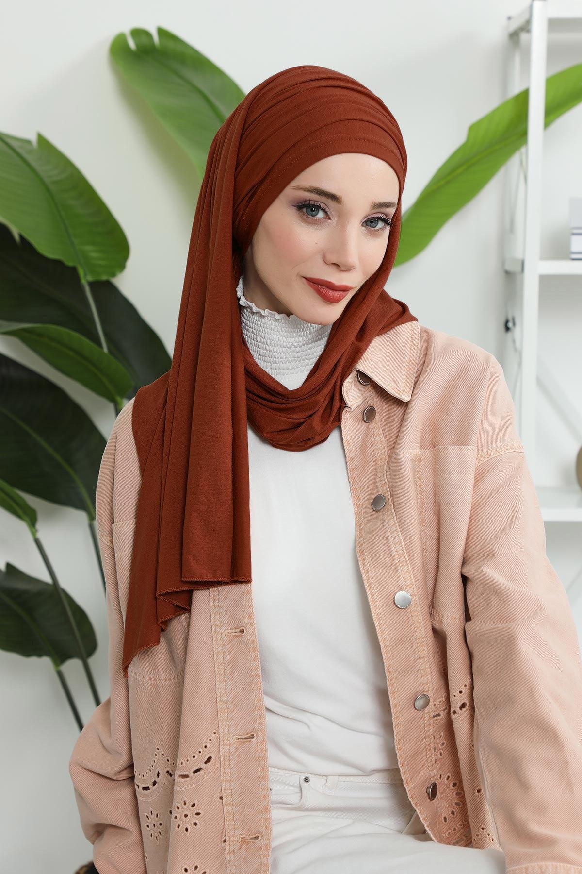 Premium Jersey Shawl Hijab for Women, Easy to Wear Cotton Headscarf, Lightweight and Breathable Instant Jersey Shawl, Mother's Day Gift,BT-1