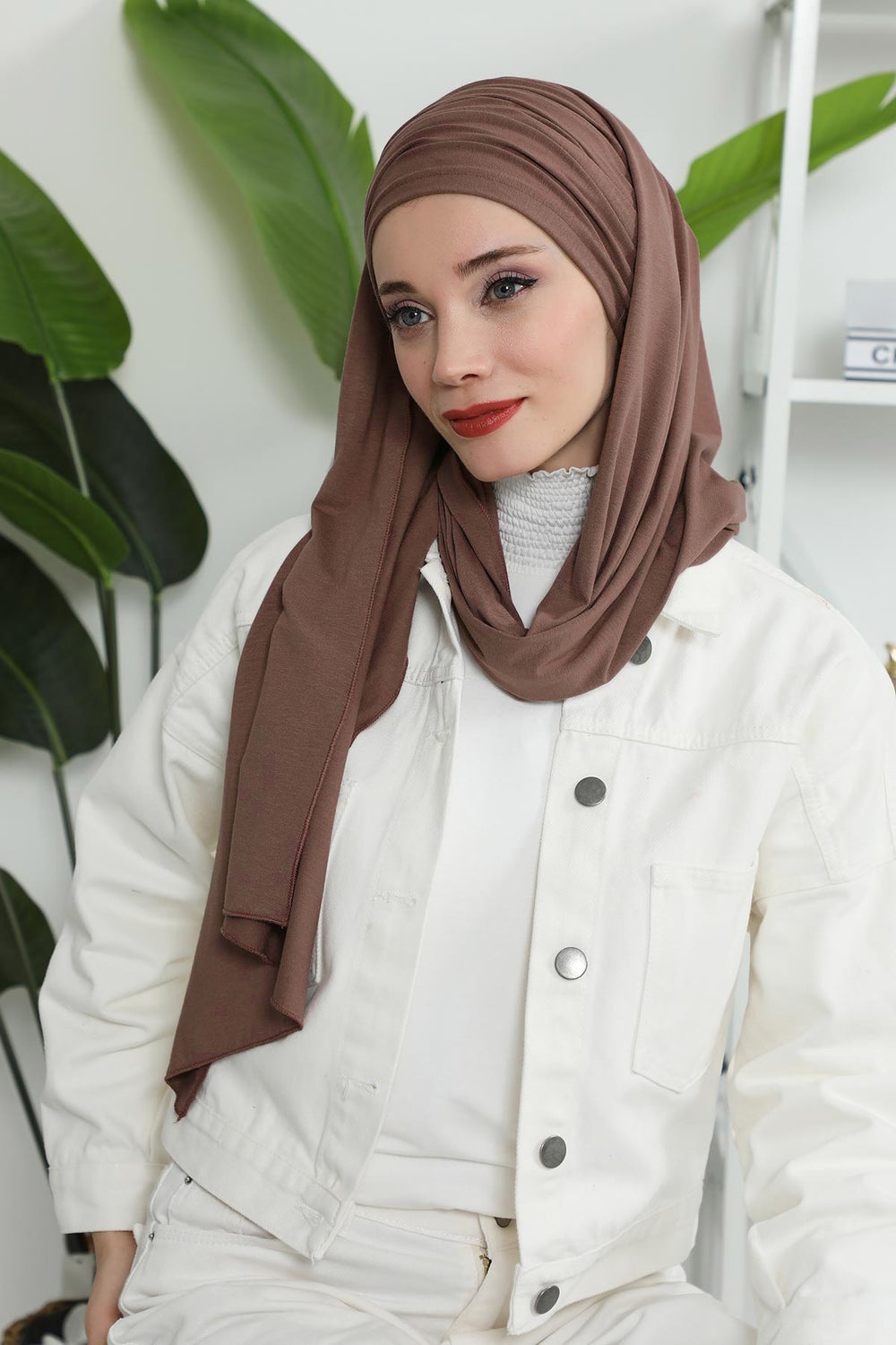 Premium Jersey Shawl Hijab for Women, Easy to Wear Cotton Headscarf, Lightweight and Breathable Instant Jersey Shawl, Mother's Day Gift,BT-1