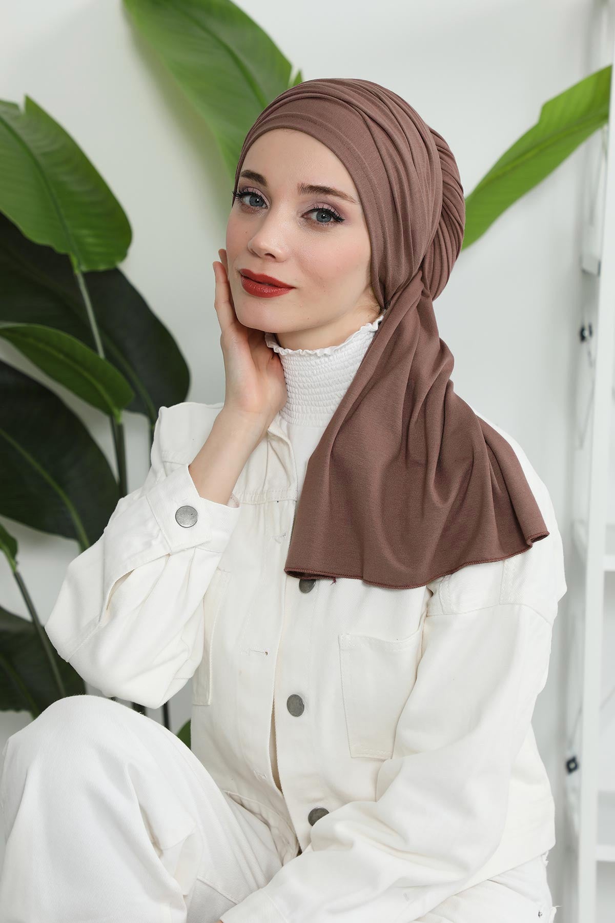 Premium Jersey Shawl Hijab for Women, Easy to Wear Cotton Headscarf, Lightweight and Breathable Instant Jersey Shawl, Mother's Day Gift,BT-1
