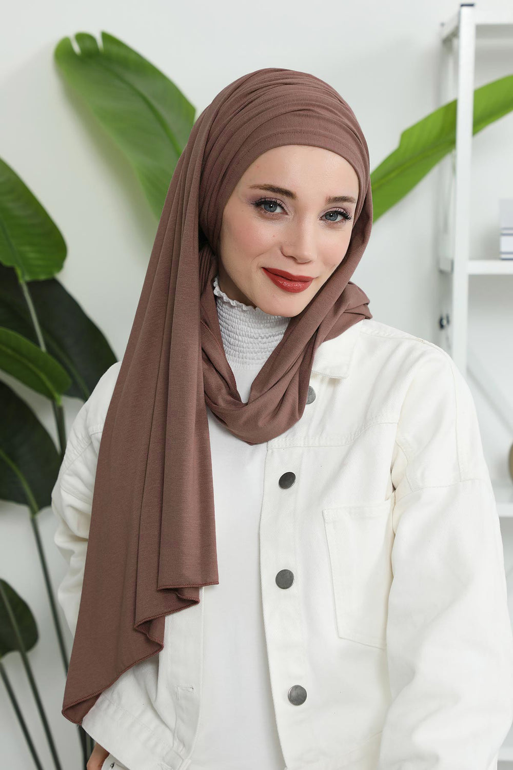 Premium Jersey Shawl Hijab for Women, Easy to Wear Cotton Headscarf, Lightweight and Breathable Instant Jersey Shawl, Mother's Day Gift,BT-1