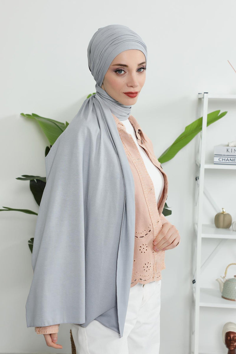 Premium Jersey Shawl Hijab for Women, Easy to Wear Cotton Headscarf, Lightweight and Breathable Instant Jersey Shawl, Mother's Day Gift,BT-1