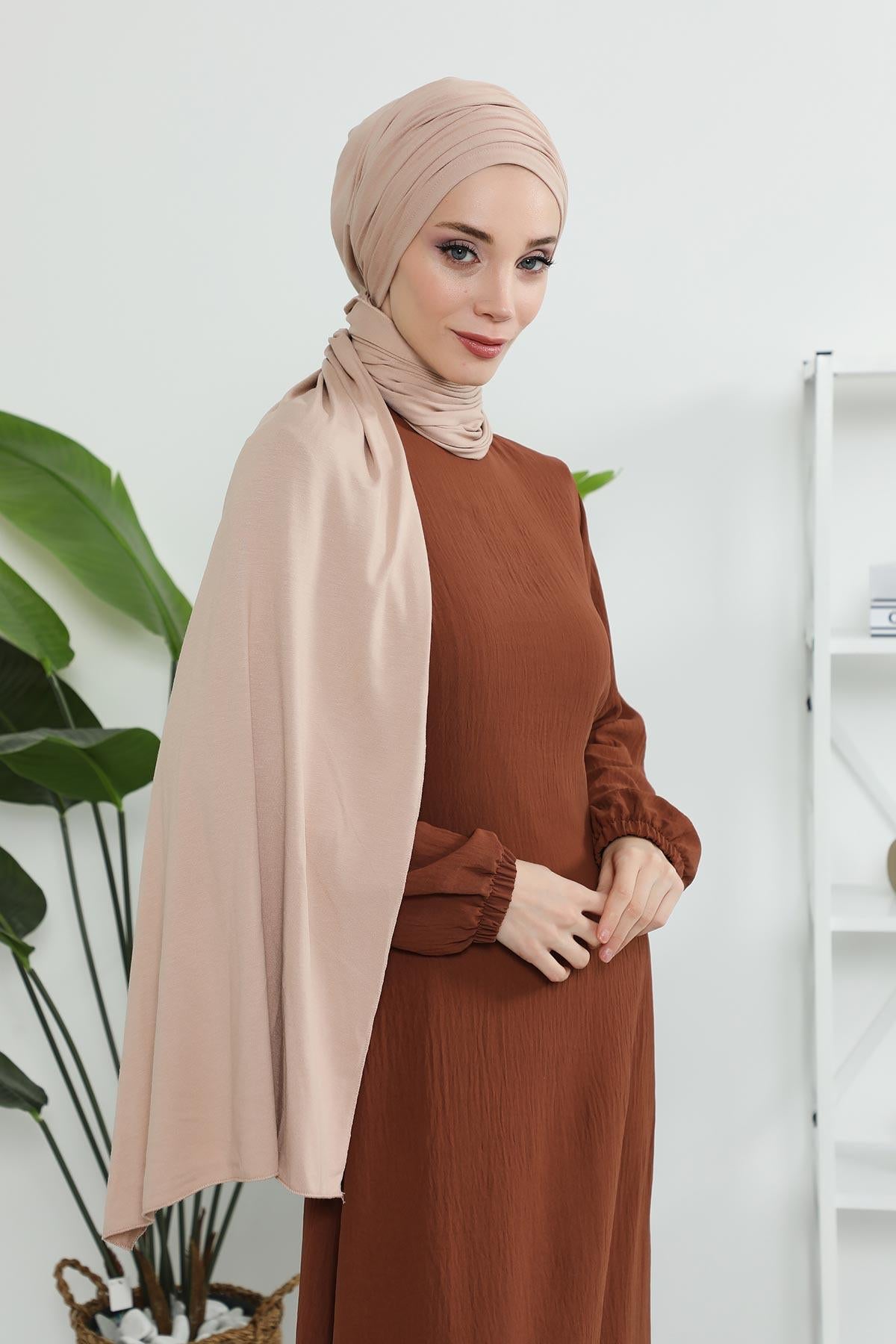 Premium Jersey Shawl Hijab for Women, Easy to Wear Cotton Headscarf, Lightweight and Breathable Instant Jersey Shawl, Mother's Day Gift,BT-1 Light Mink
